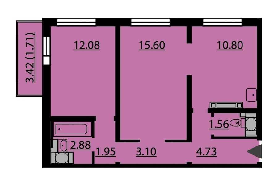Двухкомнатная квартира в Группа ЛСР: площадь 54.41 м2 , этаж: 19 – купить в Санкт-Петербурге